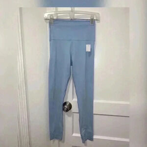 Glyder Baby Blue Leggings With Floral Laser Cutouts NEW